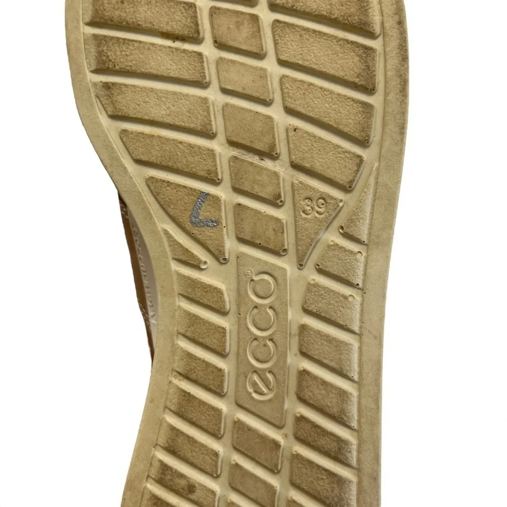 Ecco Mobile II Womens Beige Leather Lace Up Perforated Sneakers Shoes